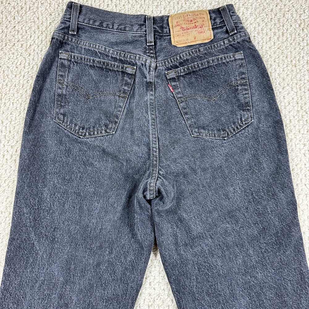 Vtg Levis 17501 0658 Jeans Fits Womens 27x32 Black High Rise Taper USA Made 90s